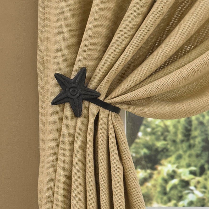 Cast Iron Star In Black Curtain Tie Backs Set of 2-Park Designs-The Village Merchant