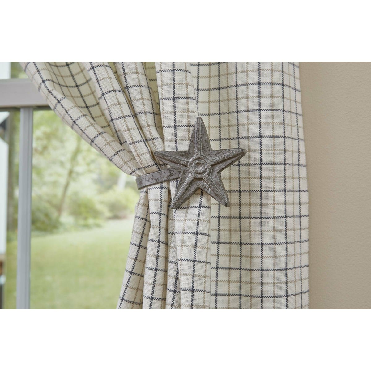 Cast Iron Star In Galvanized Curtain Tie Backs Set of 2-Park Designs-The Village Merchant