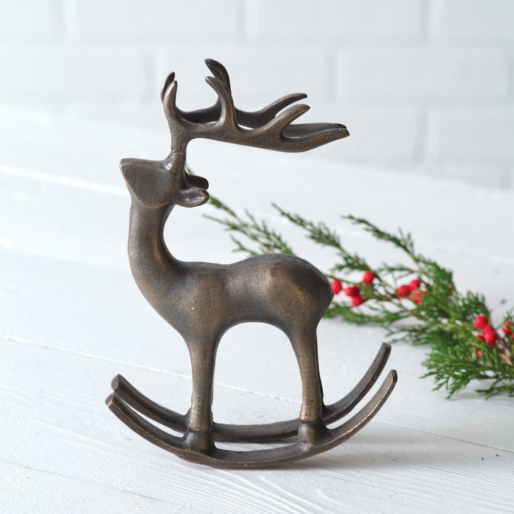 Cast Iron Tabletop Rocking Reindeer Figurine