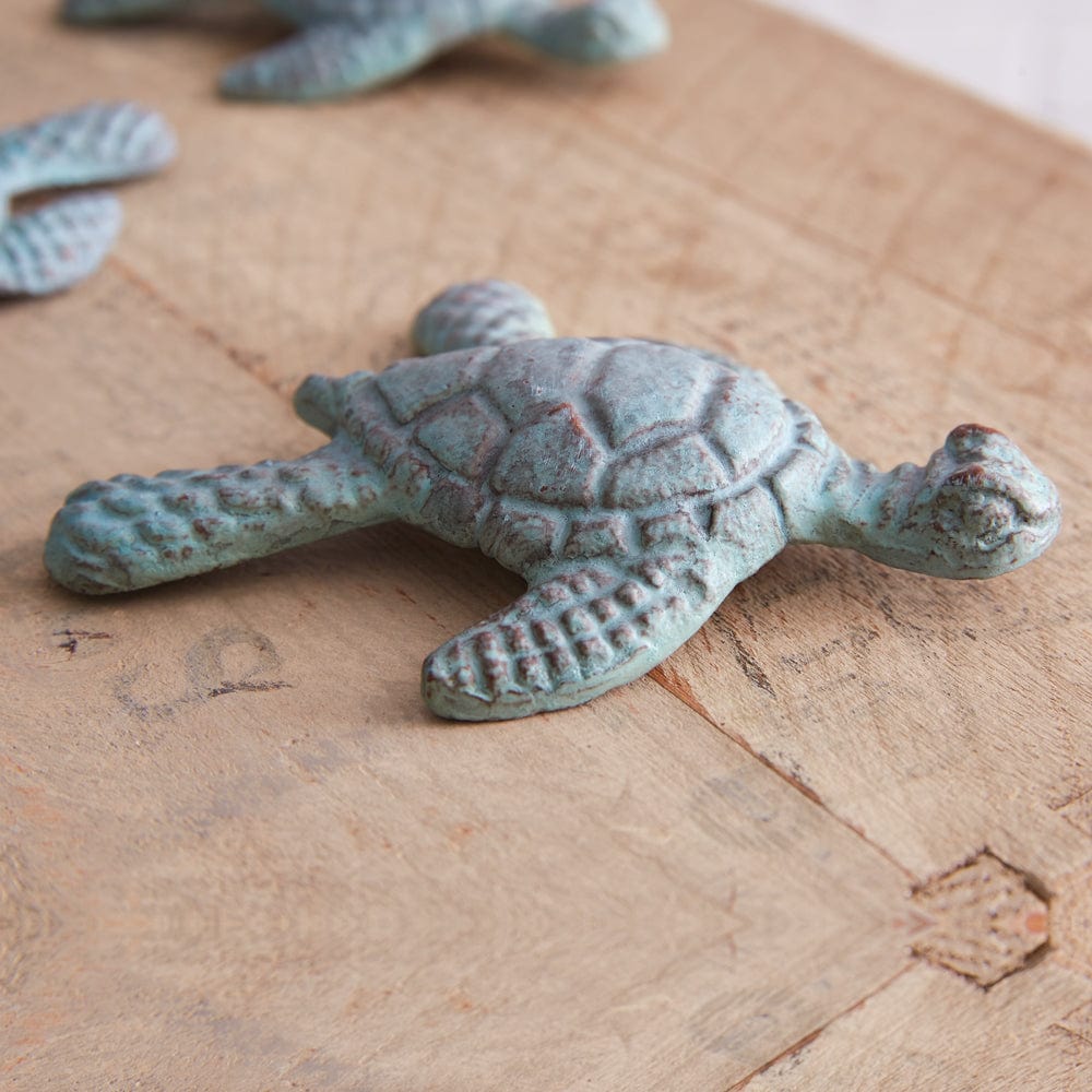Cast Iron Verdigris Sea Turtle Figurine-CTW Home-The Village Merchant