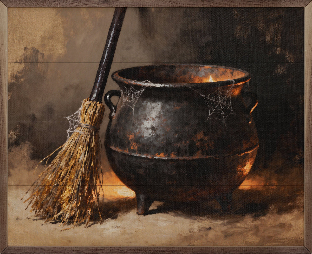 Kendrick Home Walnut Frames 10x8 Cauldron And Broom