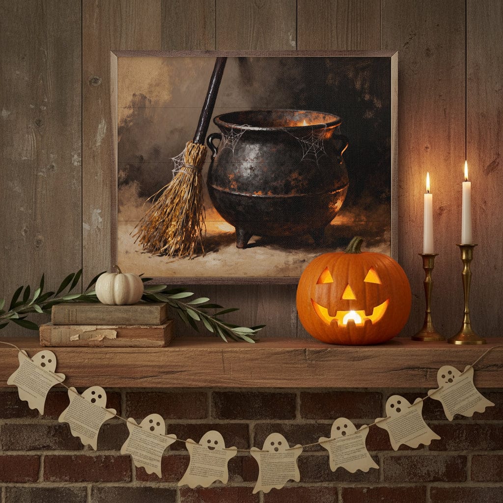 Kendrick Home Walnut Frames Cauldron And Broom