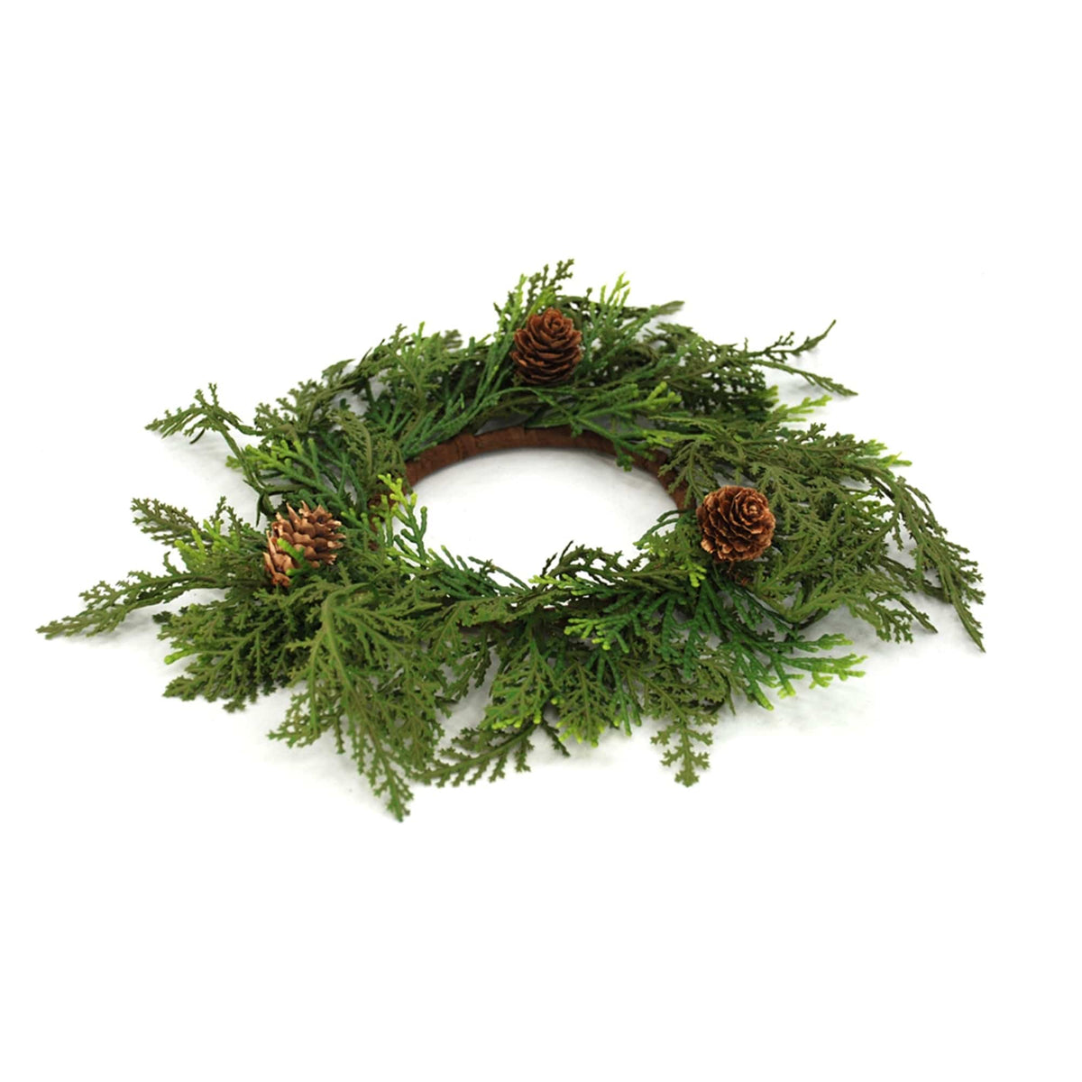 Cedar and Pinecone Candle Ring / Wreath 4" Inner Diameter
