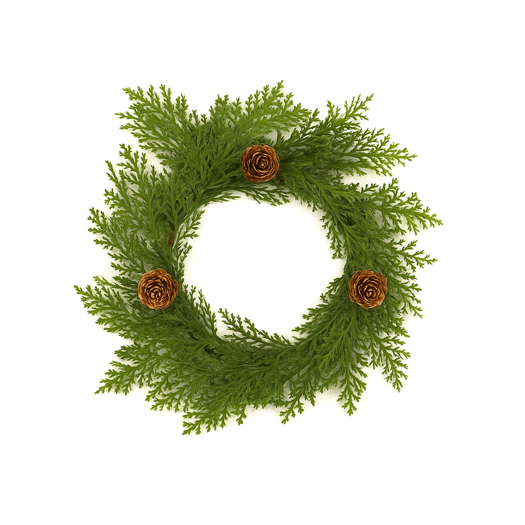 Cedar and Pinecone Candle Ring / Wreath 4" Inner Diameter