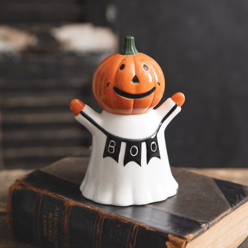 Celebrating Pumpkin Ghost Glowing Figurine