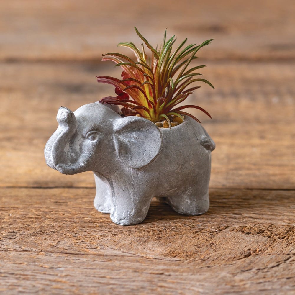Cement Elephant With Artificial Succulent Planter-CTW Home-The Village Merchant
