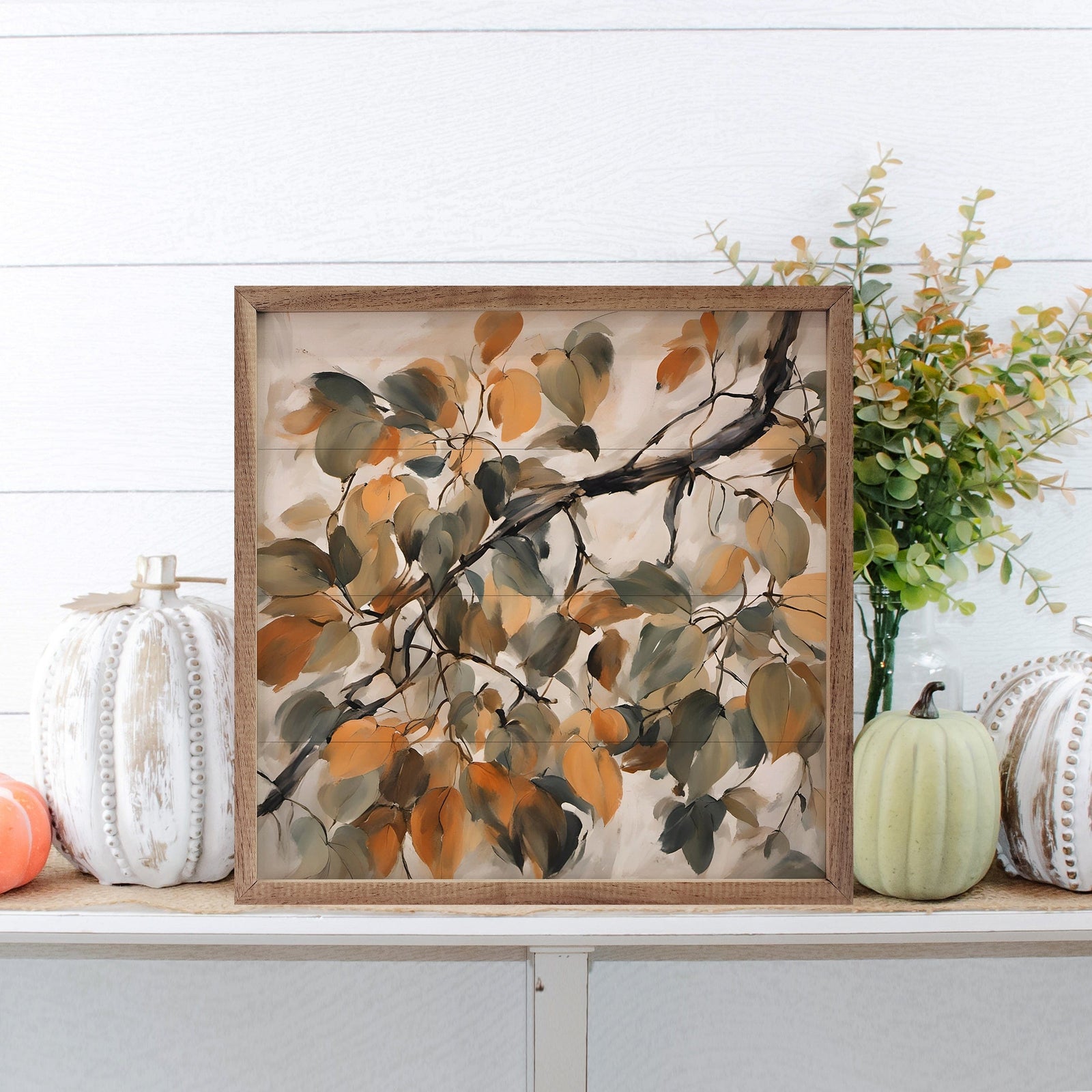 Kendrick Home Walnut Frames 4x4 Changing Seasons Printed and Framed Wall Sign