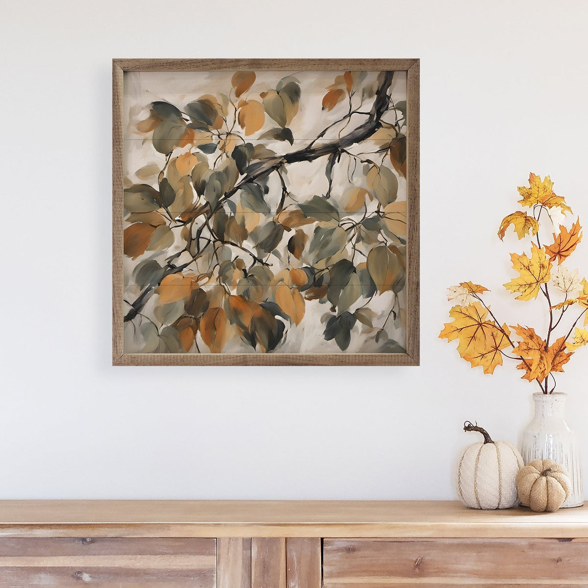Kendrick Home Walnut Frames Changing Seasons Printed and Framed Wall Sign