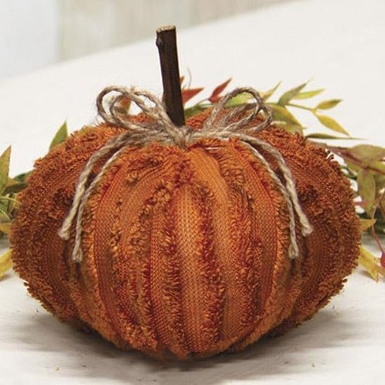 Chenille Pumpkin in Orange - Medium Stuffed Fabric Decor-Craft Wholesalers-The Village Merchant
