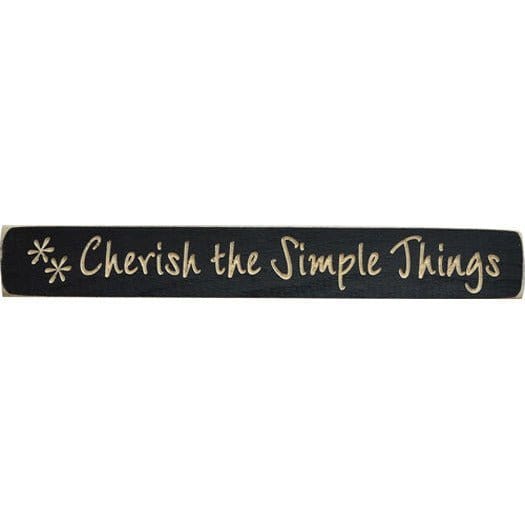 Cherish The Simple Things Sign - Engraved Wood 12&quot; Long-Craft Wholesalers-The Village Merchant