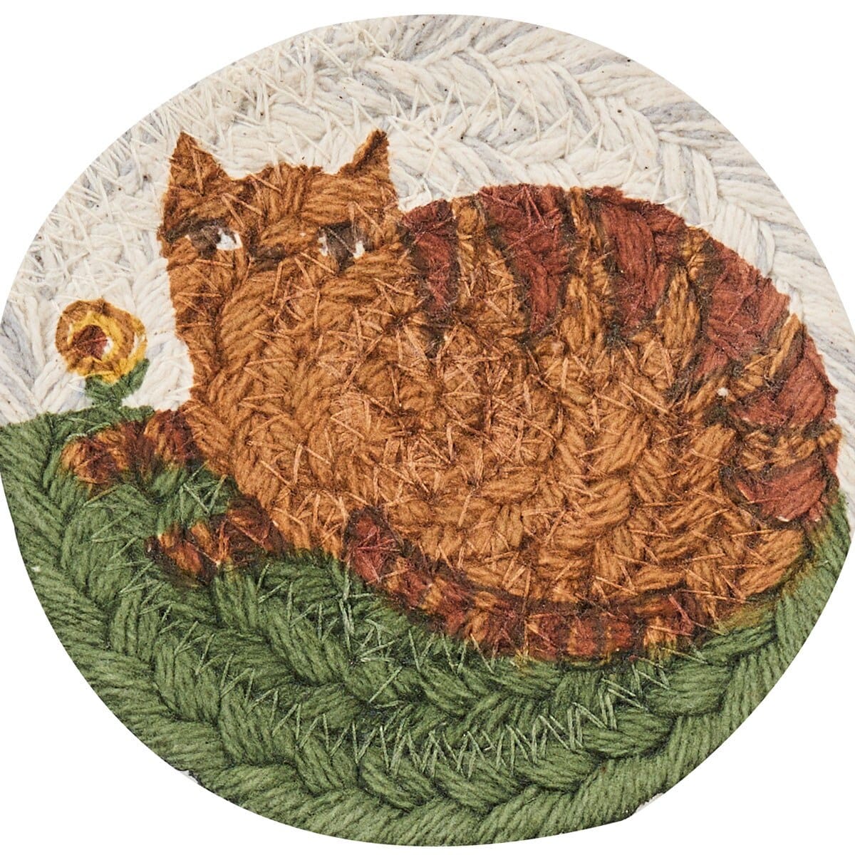 Cheshire Braided & Printed Coaster Round Set of 4