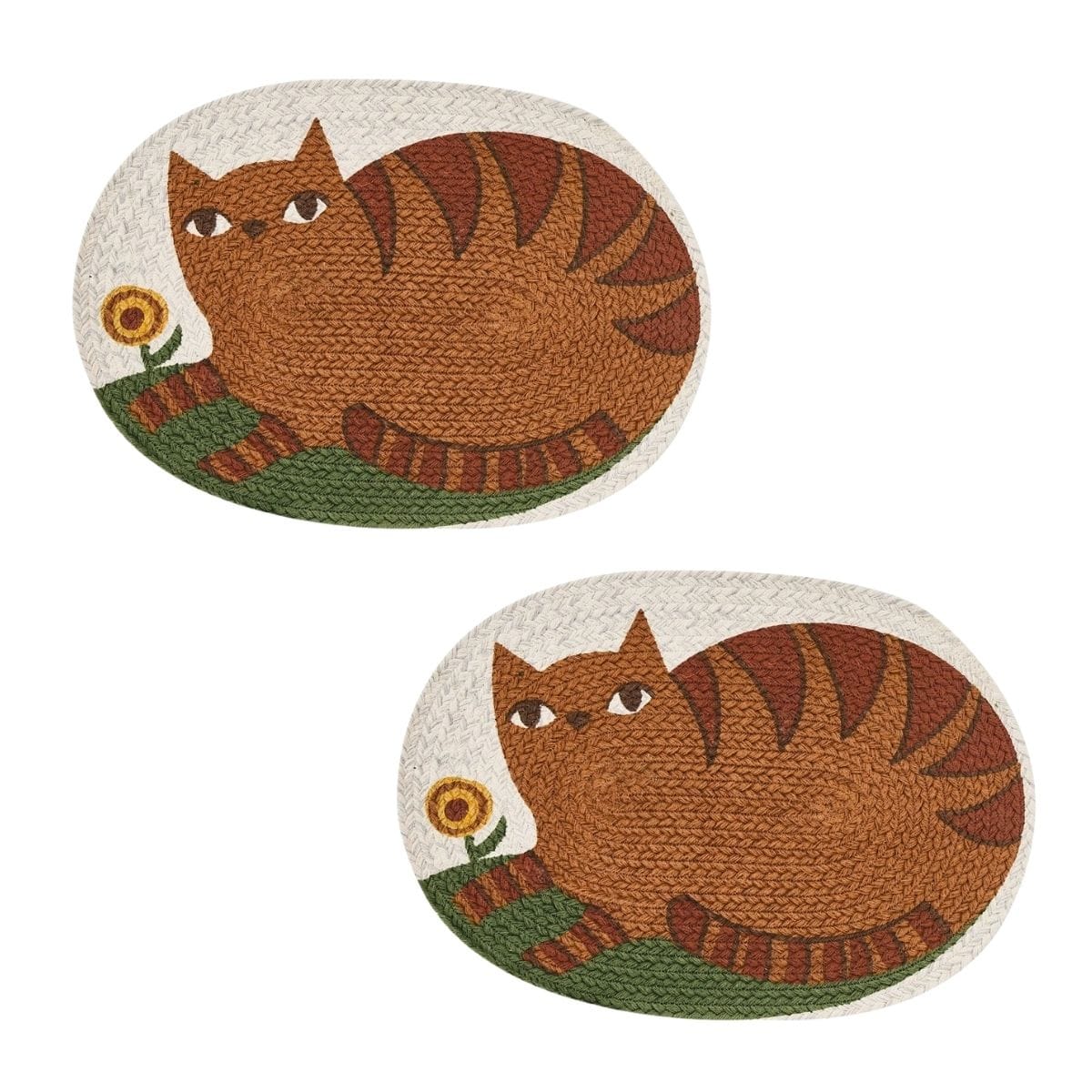 Park Designs Placemat Cheshire Braided Printed Placemat Oval Set of 2