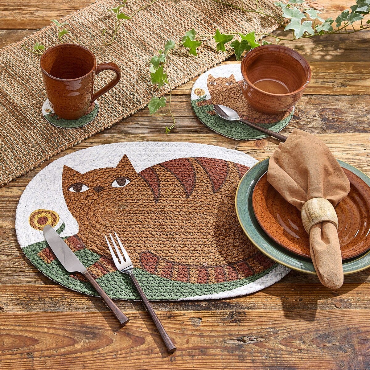 Park Designs Placemat Cheshire Braided Printed Placemat Oval Set of 2