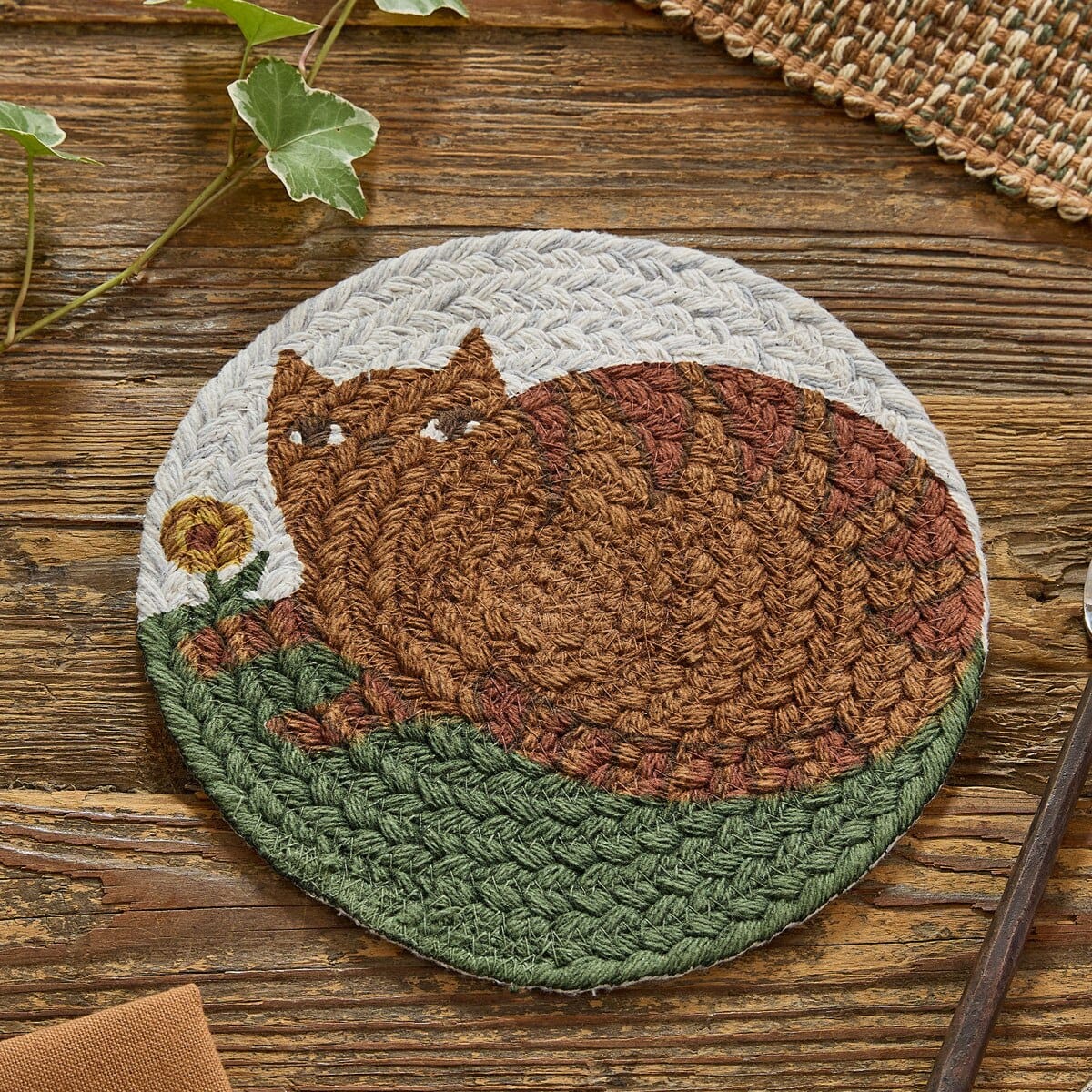 Park Designs Trivet Cheshire Braided & Printed Trivet 8" Diameter Round Set of 2