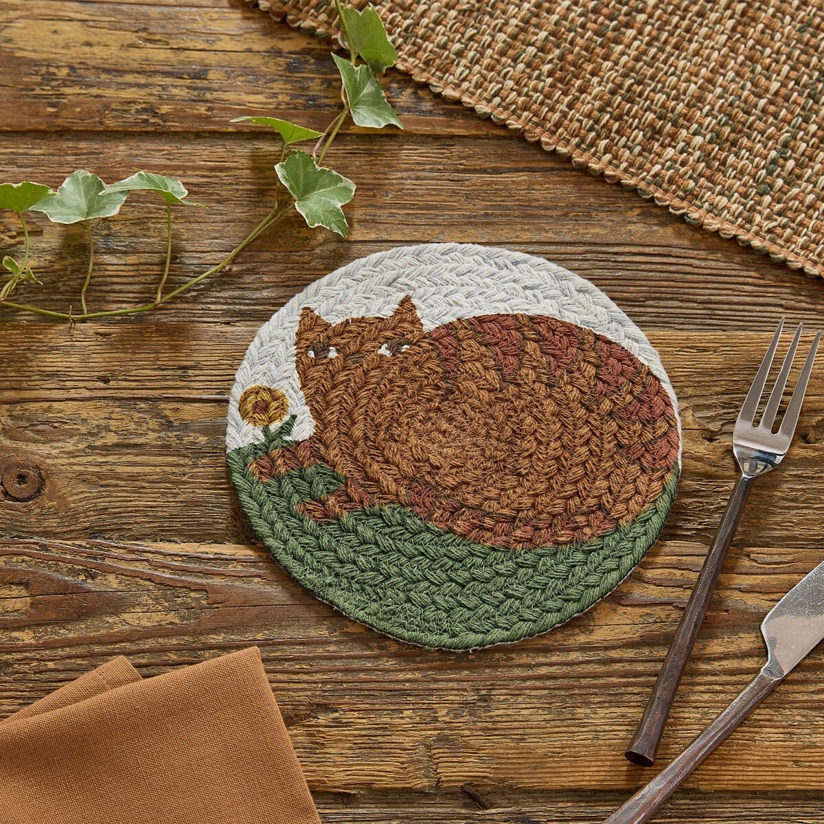 Park Designs Trivet Cheshire Braided & Printed Trivet 8" Diameter Round Set of 2
