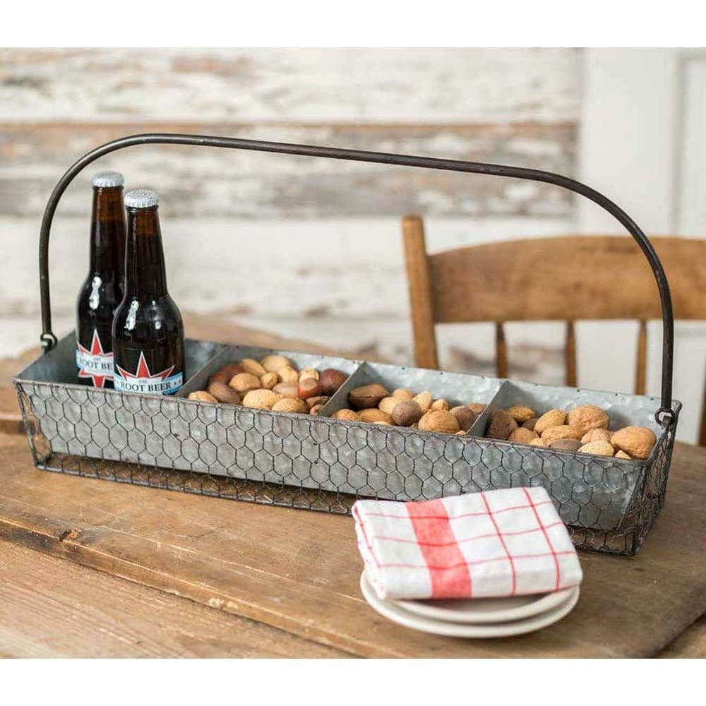 Chicken Wire Divided Caddy / Organizer With Handle-CTW Home-The Village Merchant