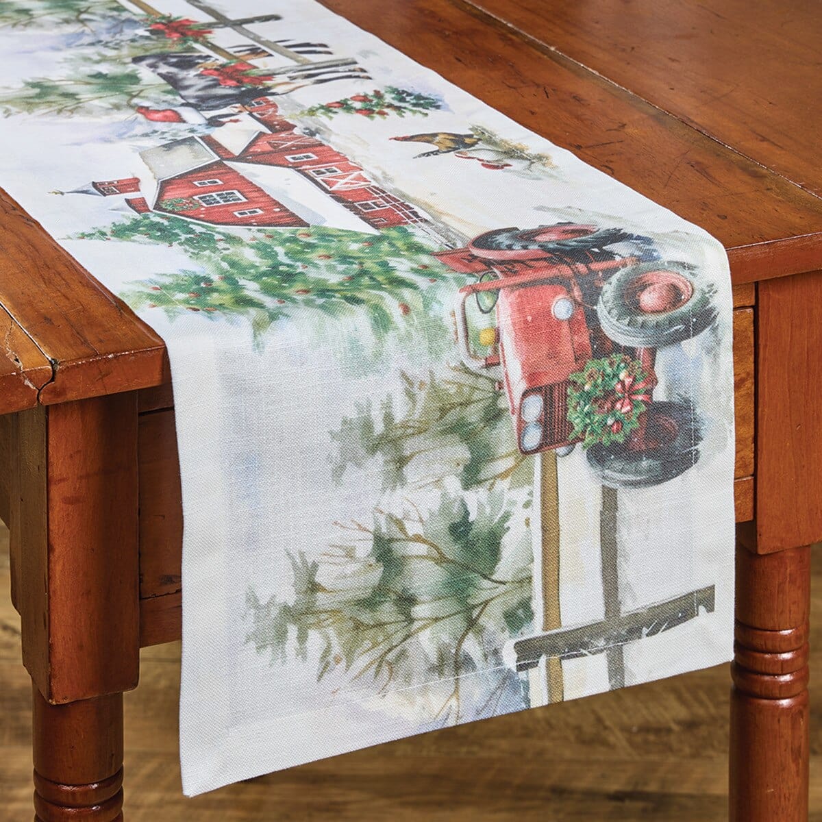 Christmas At The Farm Printed Table Runner 36" Long