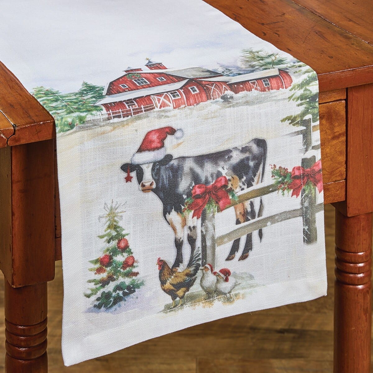 Christmas At The Farm Printed Table Runner 54'' Long