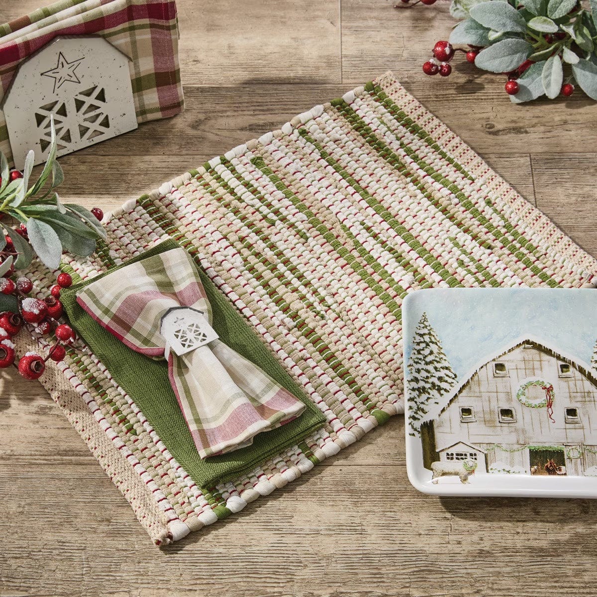 Christmas Barn Chindi Placemat Set of 2