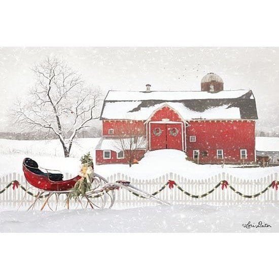 Christmas Barn With Sleigh By Lori Deiter Art Print - 12 X 18-Penny Lane Publishing-The Village Merchant