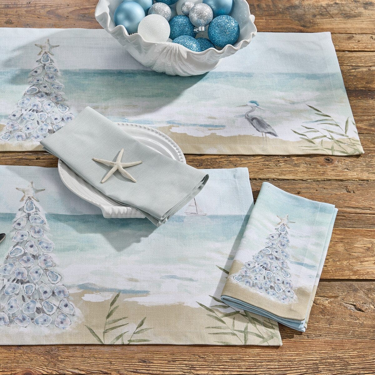Christmas By The Sea Printed Table Runner 36" Long