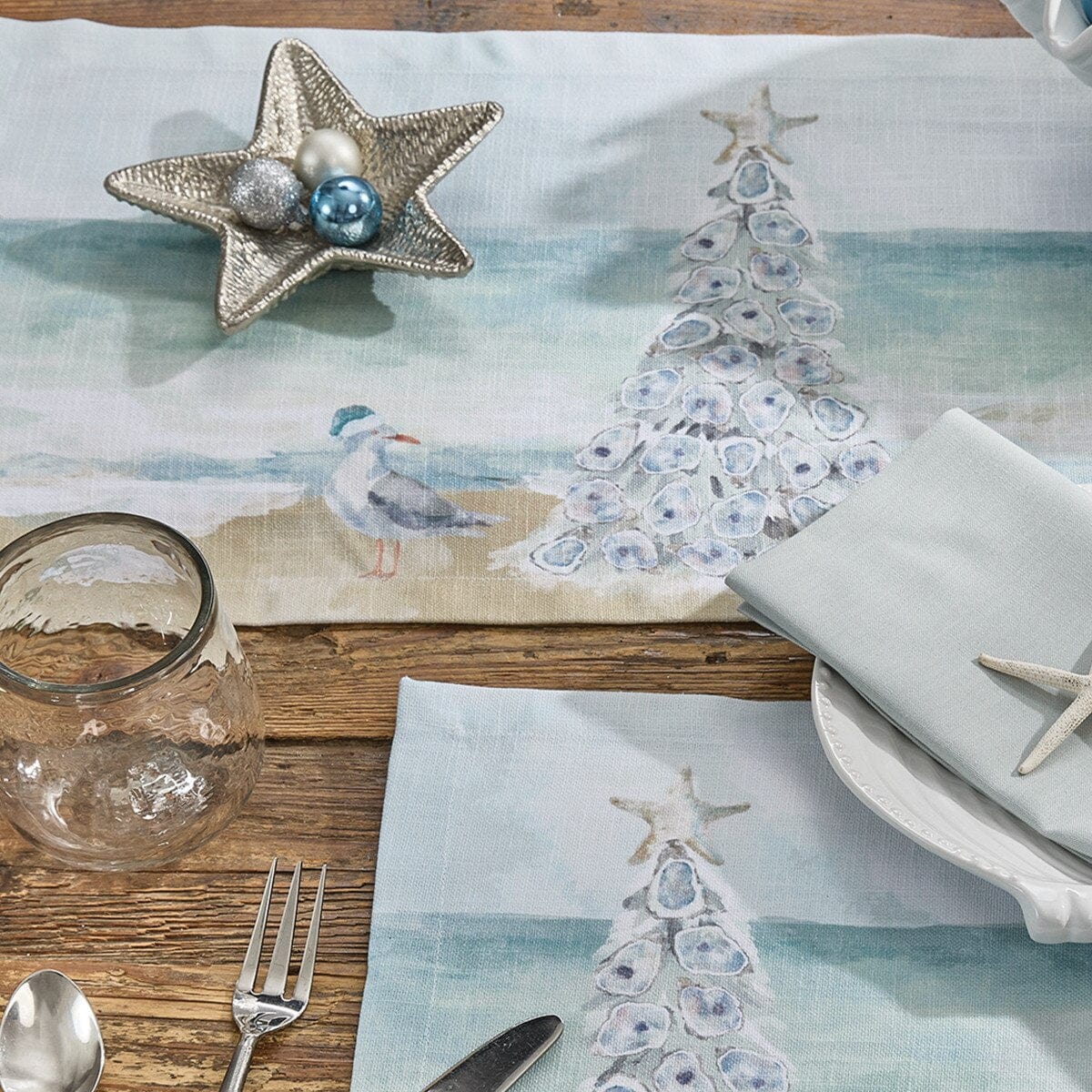 Christmas By The Sea Printed Table Runner 36" Long