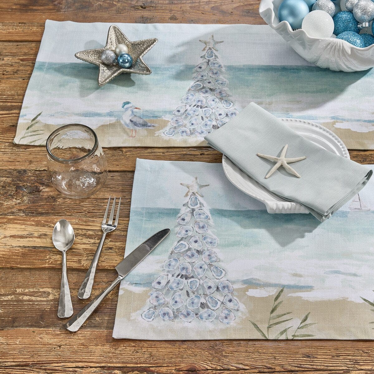 Christmas By The Sea Printed Table Runner 36" Long