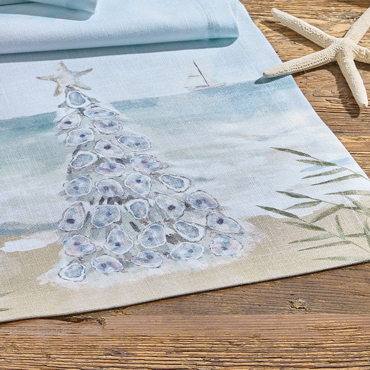 Christmas By The Sea Printed Table Runner 54'' Long