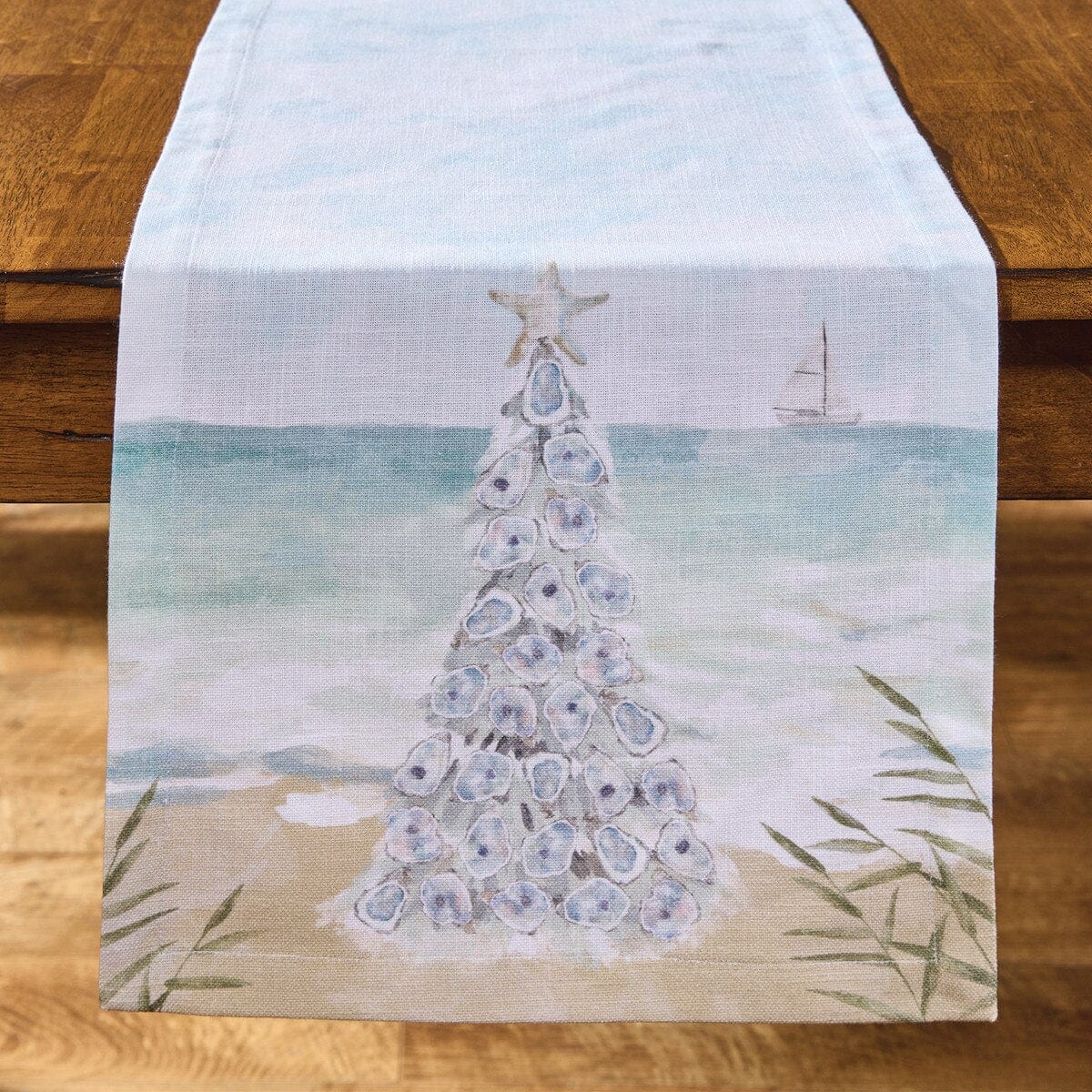 Christmas By The Sea Printed Table Runner 54'' Long