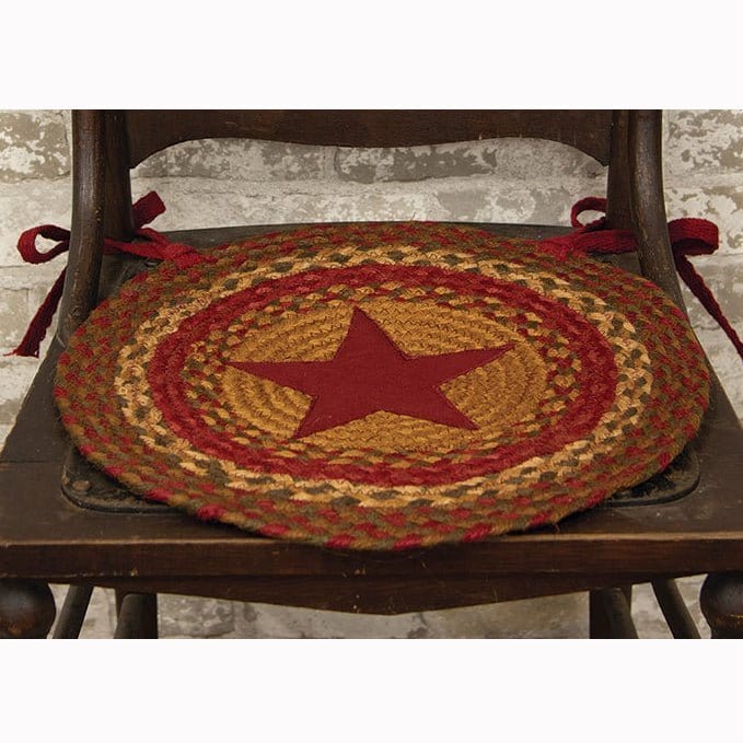 Cinnamon Star Braided Chair Pad 15&quot; Diameter Round-Craft Wholesalers-The Village Merchant