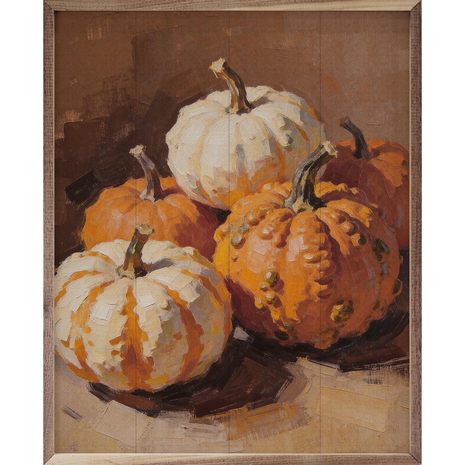 Kendrick Home Walnut Frames 8x10 Classic Orange Mini Pumpkin Still Life Printed and Framed Wall Sign