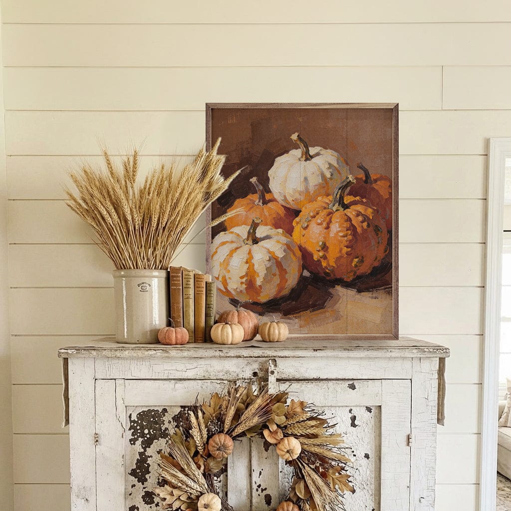 Kendrick Home Walnut Frames 8x10 Classic Orange Mini Pumpkin Still Life Printed and Framed Wall Sign