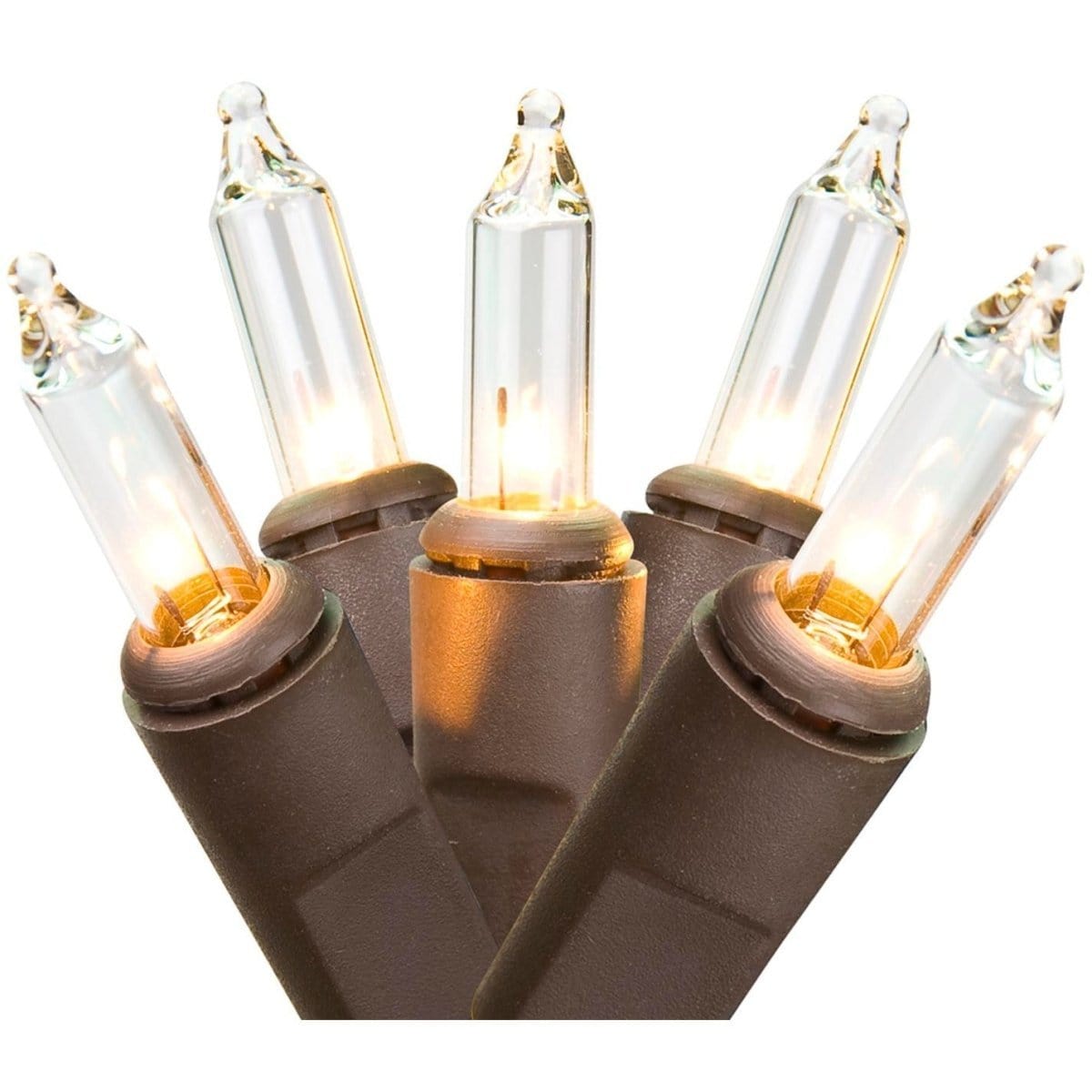 Clear Bulbs - Brown Cord 10 Count Set Light String / Set - Miniature Bulbs-Wholesale Home Decor-The Village Merchant
