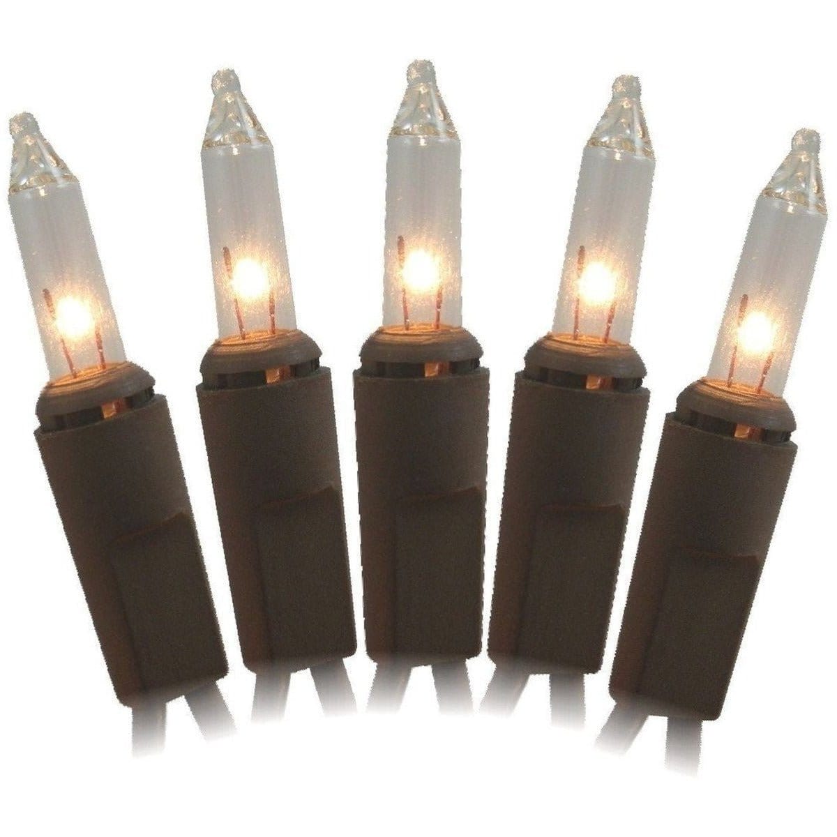 Clear Bulbs - Brown Cord 10 Count Set Light String / Set - Miniature Bulbs-Wholesale Home Decor-The Village Merchant