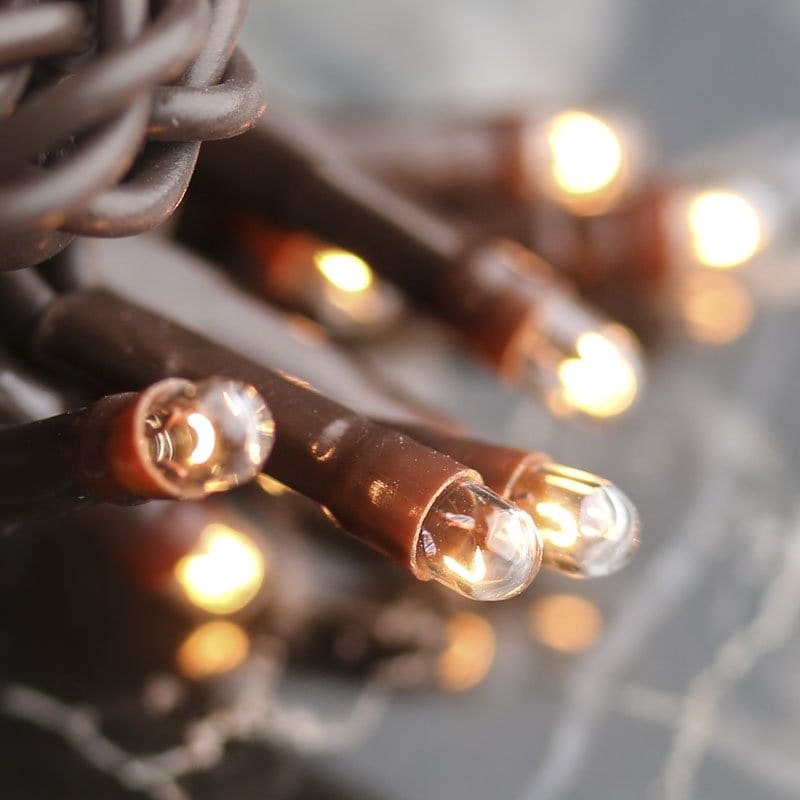 Clear Bulbs - Brown Cord 100 Count Set Light String / Set - Teeny Rice Bulbs-Wholesale Home Decor-The Village Merchant