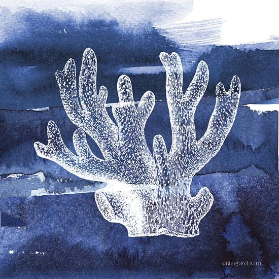 Penny Lane Publishing Coastal Blue And White Brush Coral I By Bluebird Barn Art Print - 12 X 12