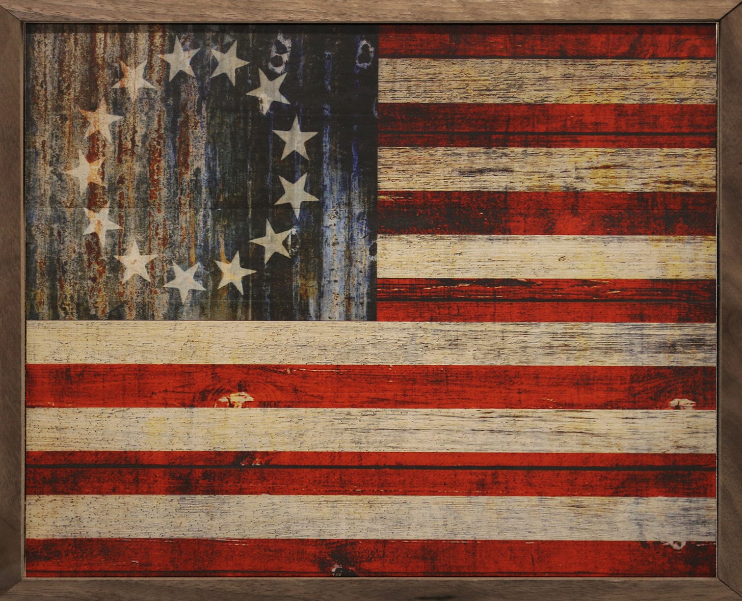 Kendrick Home Walnut Frames Sizes Colony Flag Printed and Framed Wall Sign
