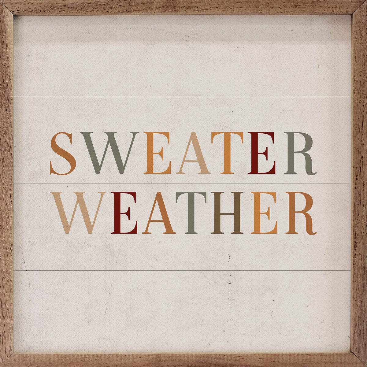Kendrick Home Walnut Frames 4x4 Colorful Sweater Weather Printed and Framed Wall Sign