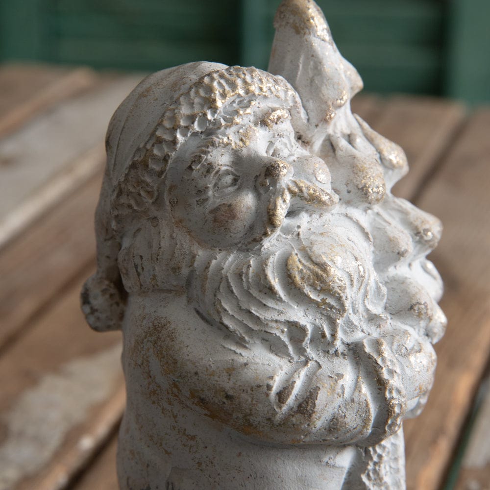 Concrete Father Christmas With Tree Figurine