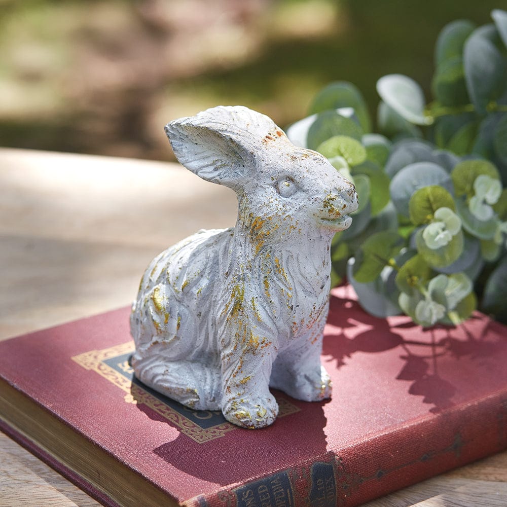 Concrete Rustic Cottage Valiant Bunny Figurine