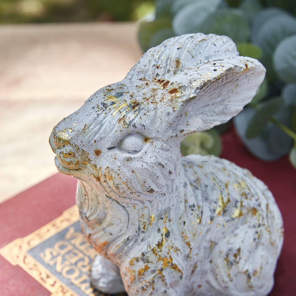 Concrete Rustic Cottage Valiant Bunny Figurine