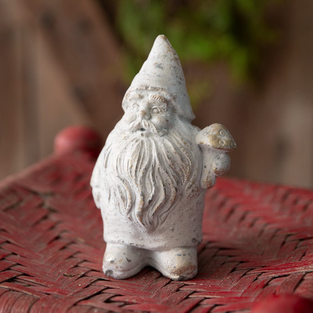 Concrete Santa Gnome With Mushroom Figurine