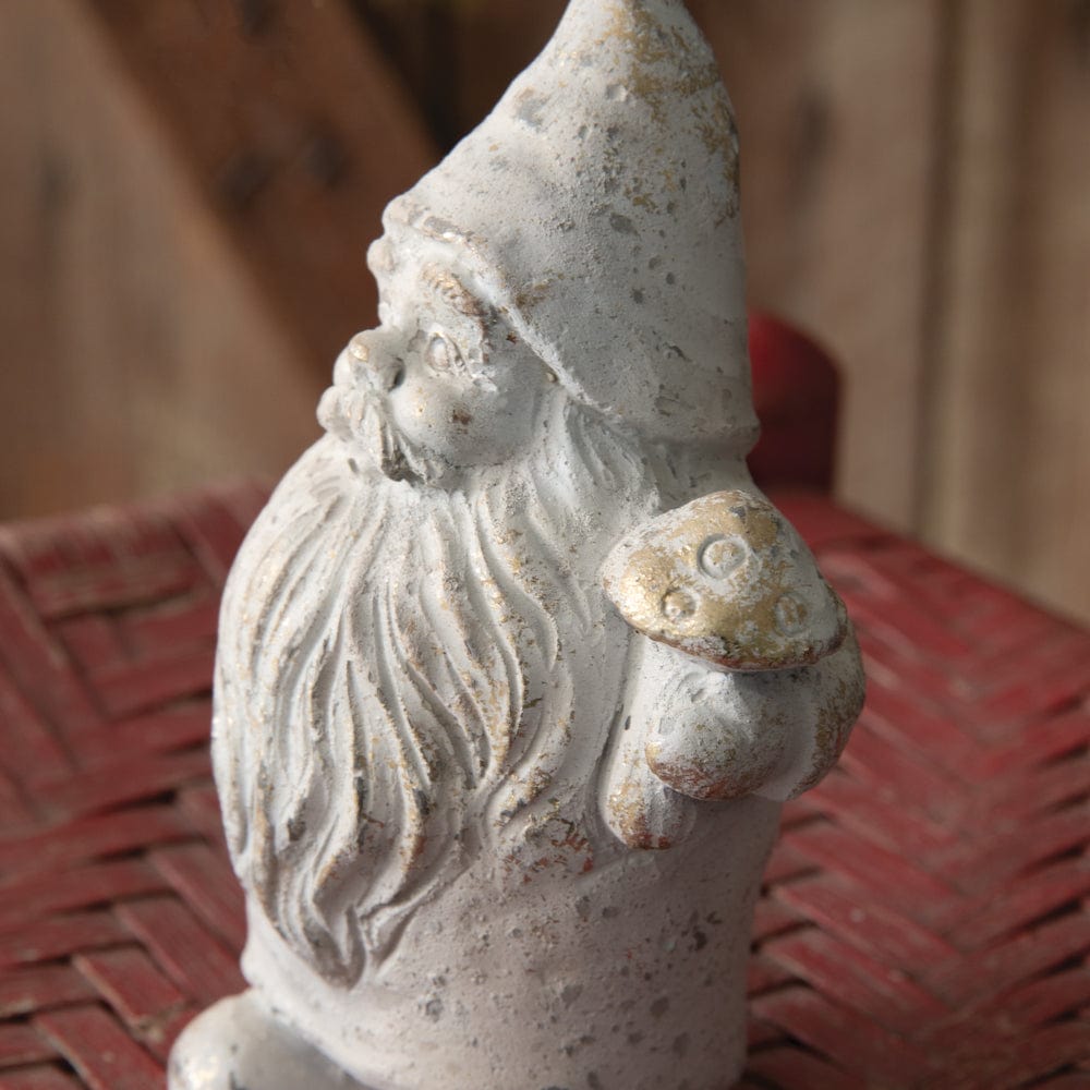 Concrete Santa Gnome With Mushroom Figurine