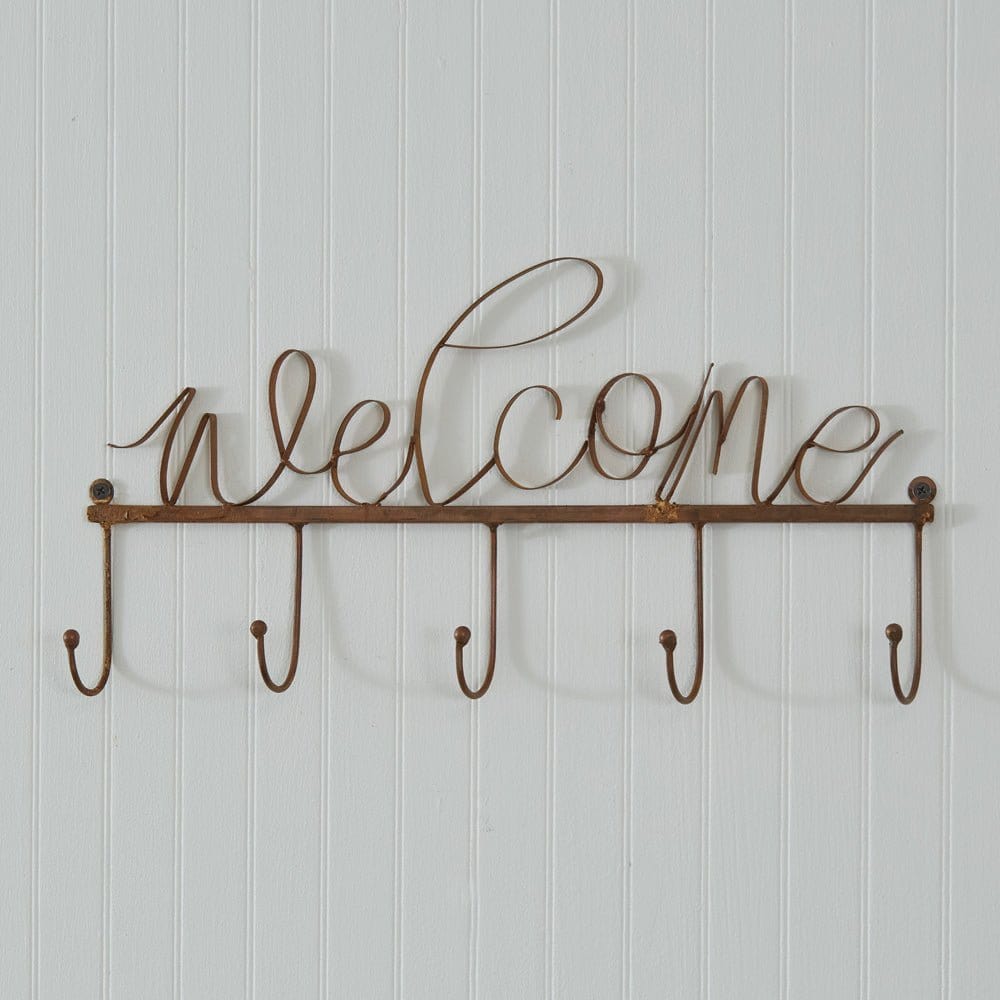 Copper Finish Welcome Metal Wall Rack 5 Hooks-CTW Home-The Village Merchant