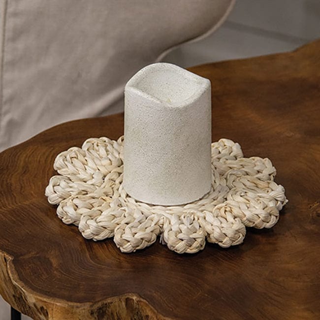 Corn Husk Flower Shape Candle Mat / Trivet Medium