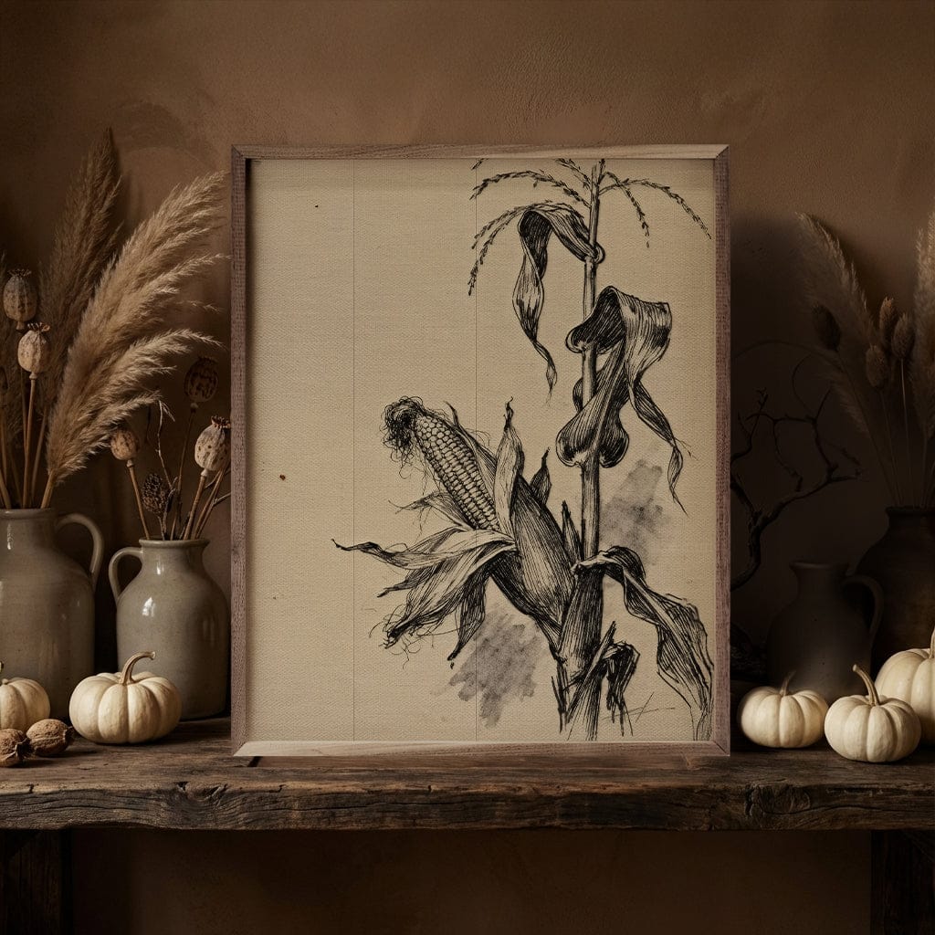 Kendrick Home Walnut Frames 8x10 Corn Stalk Printed and Framed Wall Sign