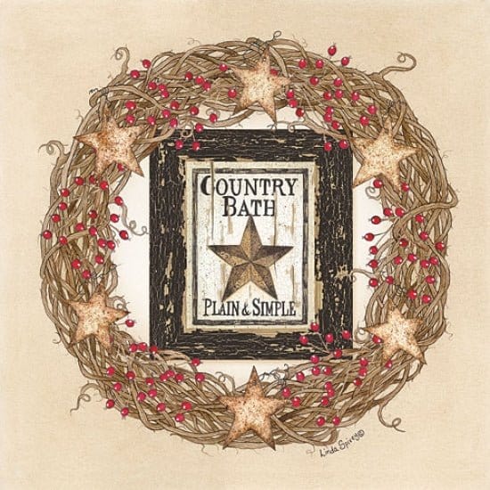 Country Bath Wreath By Linda Spivey Art Print - 12 X 12-Penny Lane Publishing-The Village Merchant
