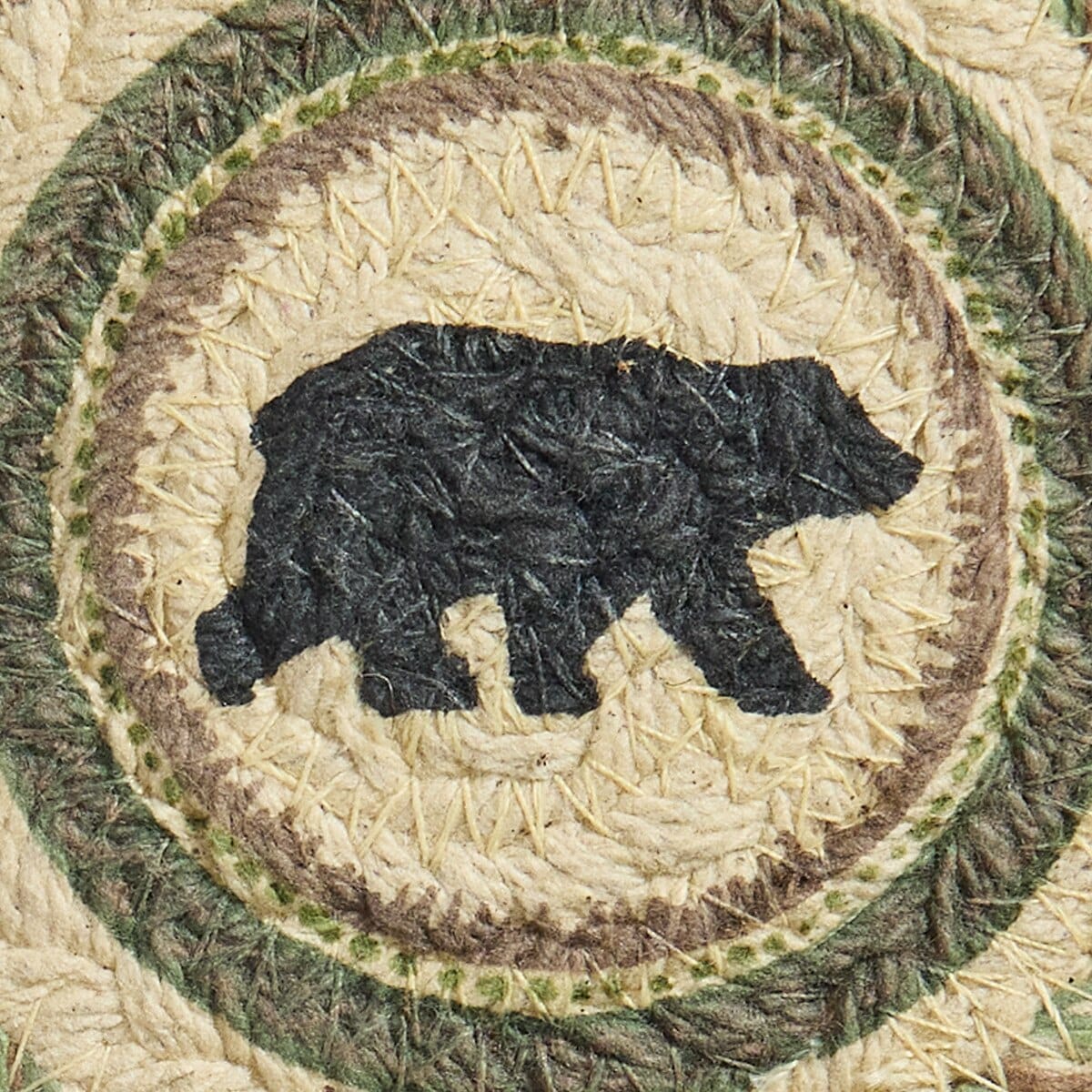 Park Designs Coasters Country Pines Braided & Printed Bear Coaster Round Set of 4