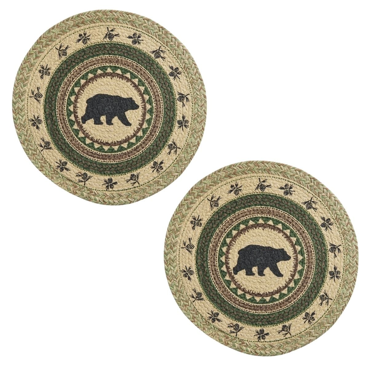 Park Designs Country Pines Braided & Printed Bear Placemat Round Set of 2