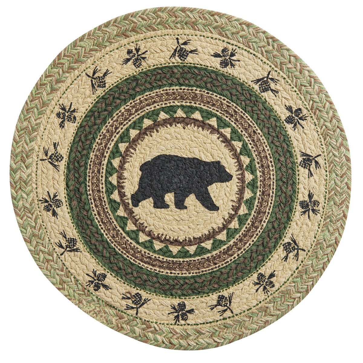 Park Designs Country Pines Braided & Printed Bear Placemat Round Set of 2